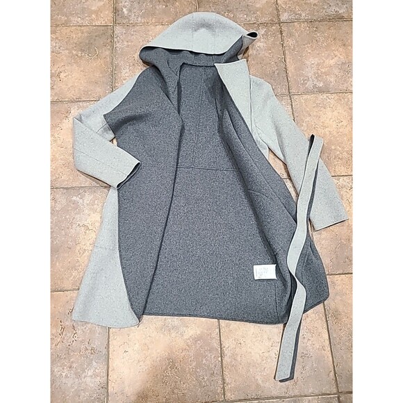 Soia & Kyo LRG.Samia gray wool-blend belted wrap Reversible/double Face coat - Picture 2 of 16